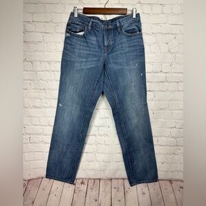 Loft Jeans Womens Boyfriend Button Fly Whiskered Distressed‎ Denim altered sz 4